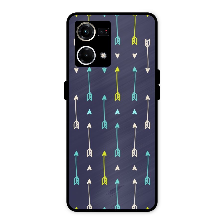 Boho Arrow Pattern Metal Back Case for Oppo F21 Pro 4G