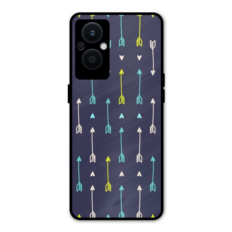 Boho Arrow Pattern Metal Back Case for Oppo F21s Pro 5G