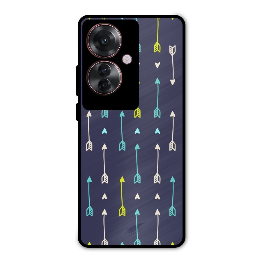 Boho Arrow Pattern Metal Back Case for Oppo F25 Pro