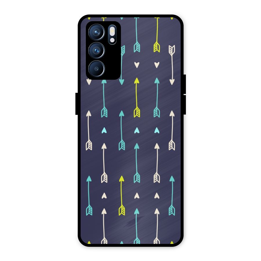 Boho Arrow Pattern Metal Back Case for Oppo Reno6 5G