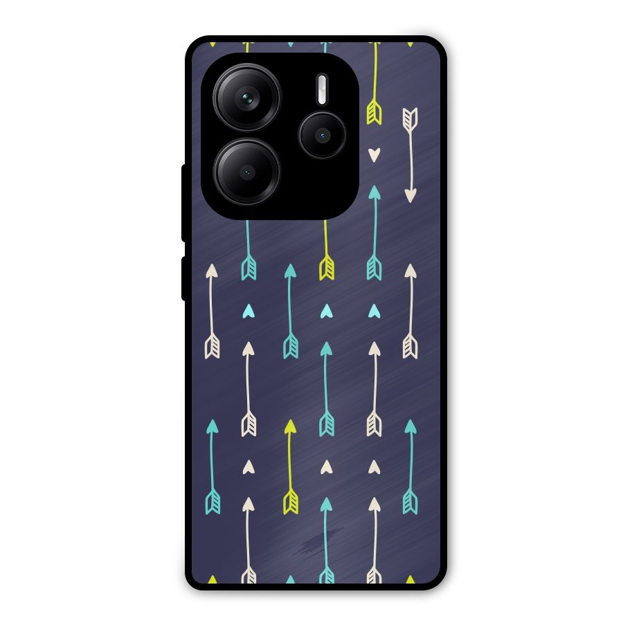 Boho Arrow Pattern Metal Back Case for Redmi Note 14 5G
