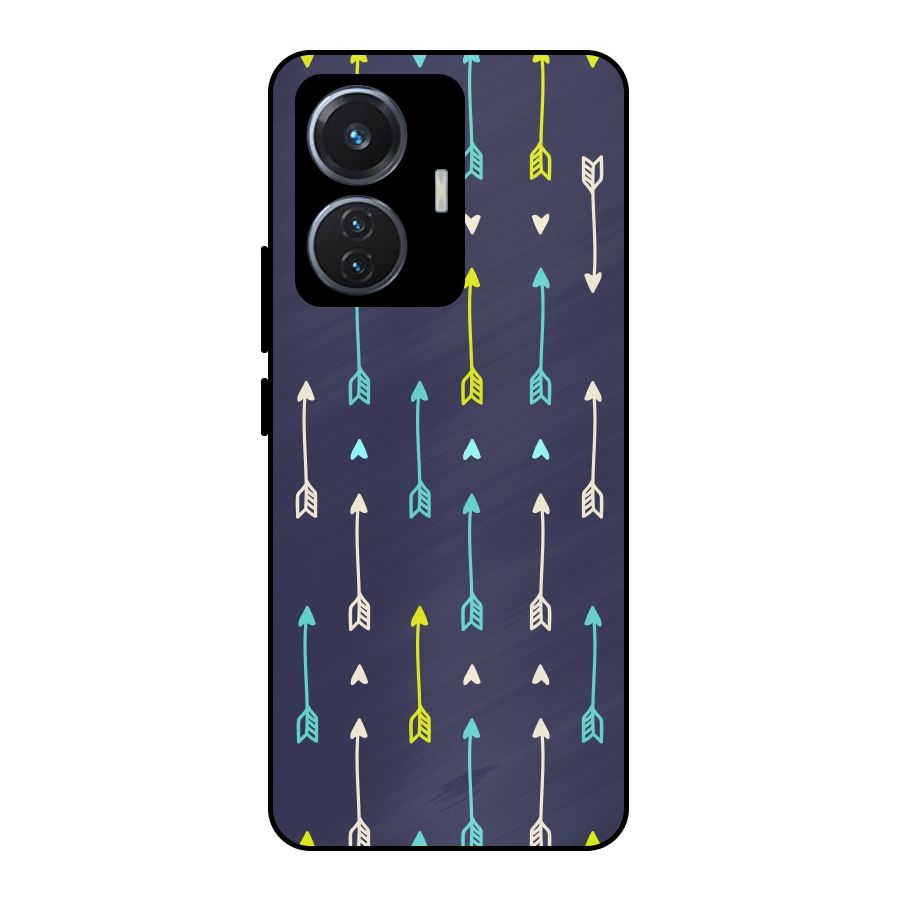 Boho Arrow Pattern Metal Back Case for Vivo T1 44W