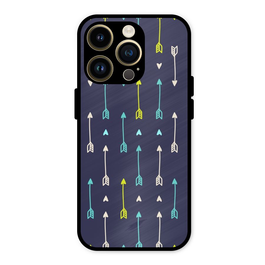 Boho Arrow Pattern Metal Back Case for iPhone 14 Pro