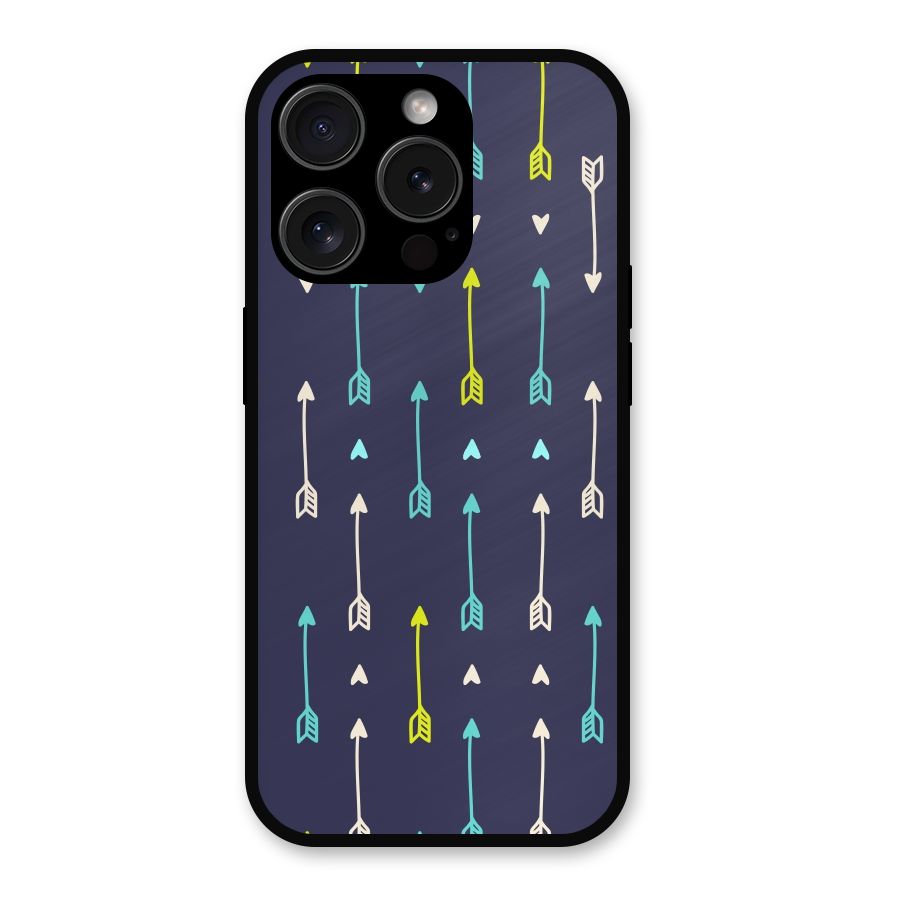 Boho Arrow Pattern Metal Back Case for iPhone 15 Pro