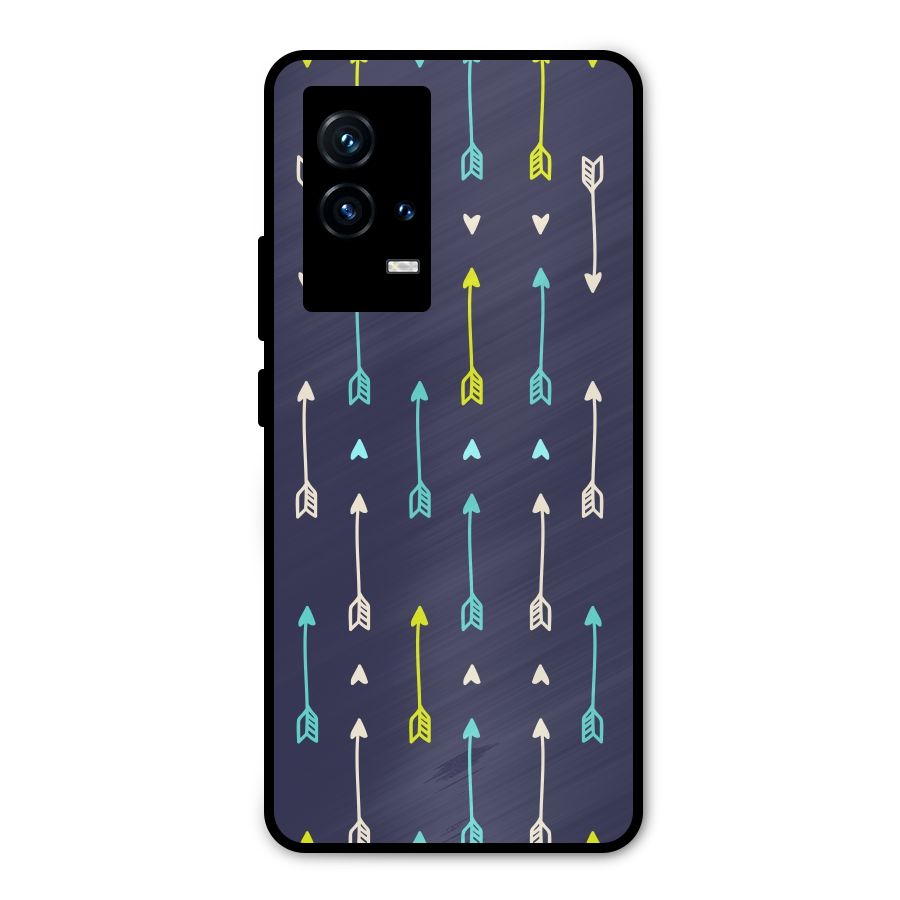 Boho Arrow Pattern Metal Back Case for iQOO 9 5G