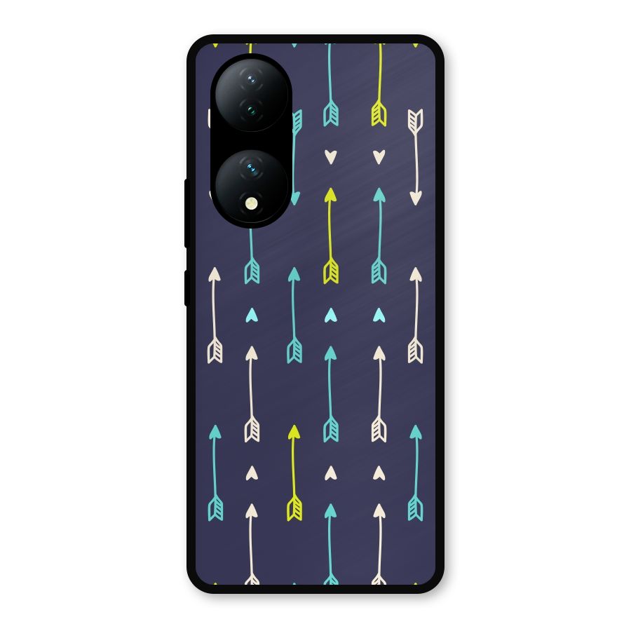 Boho Arrow Pattern Metal Back Case for iQOO Z7s
