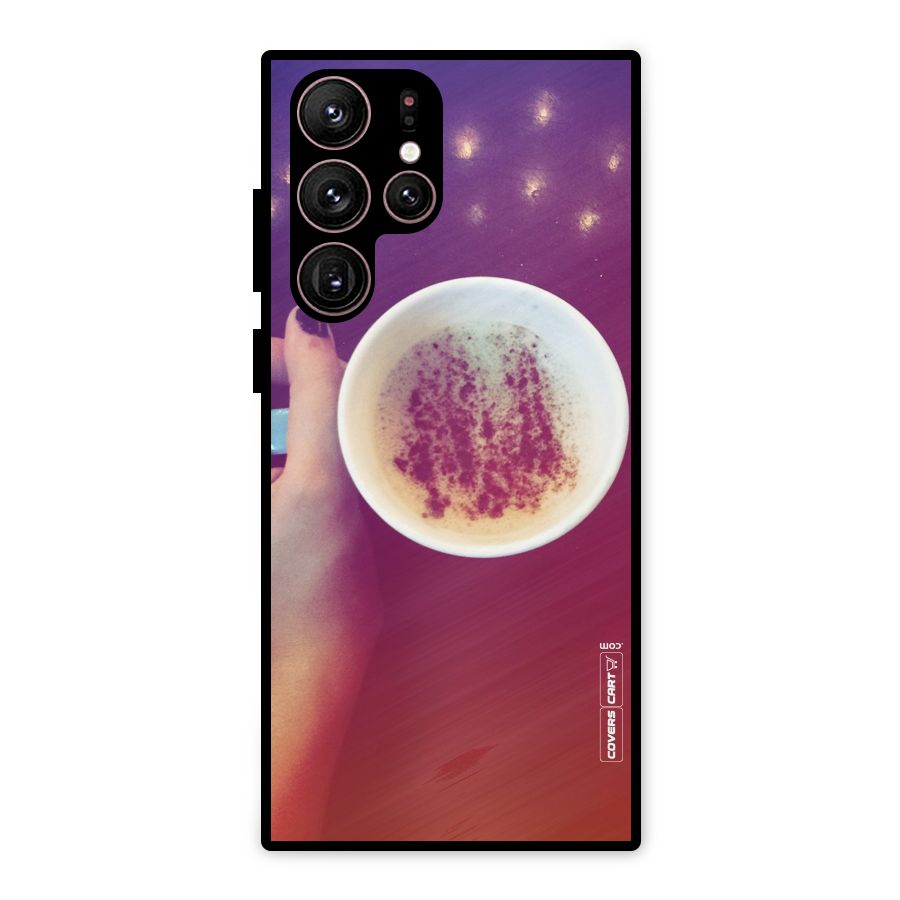 Bokeh Coffee Mug Metal Back Case for Galaxy S22 Ultra 5G