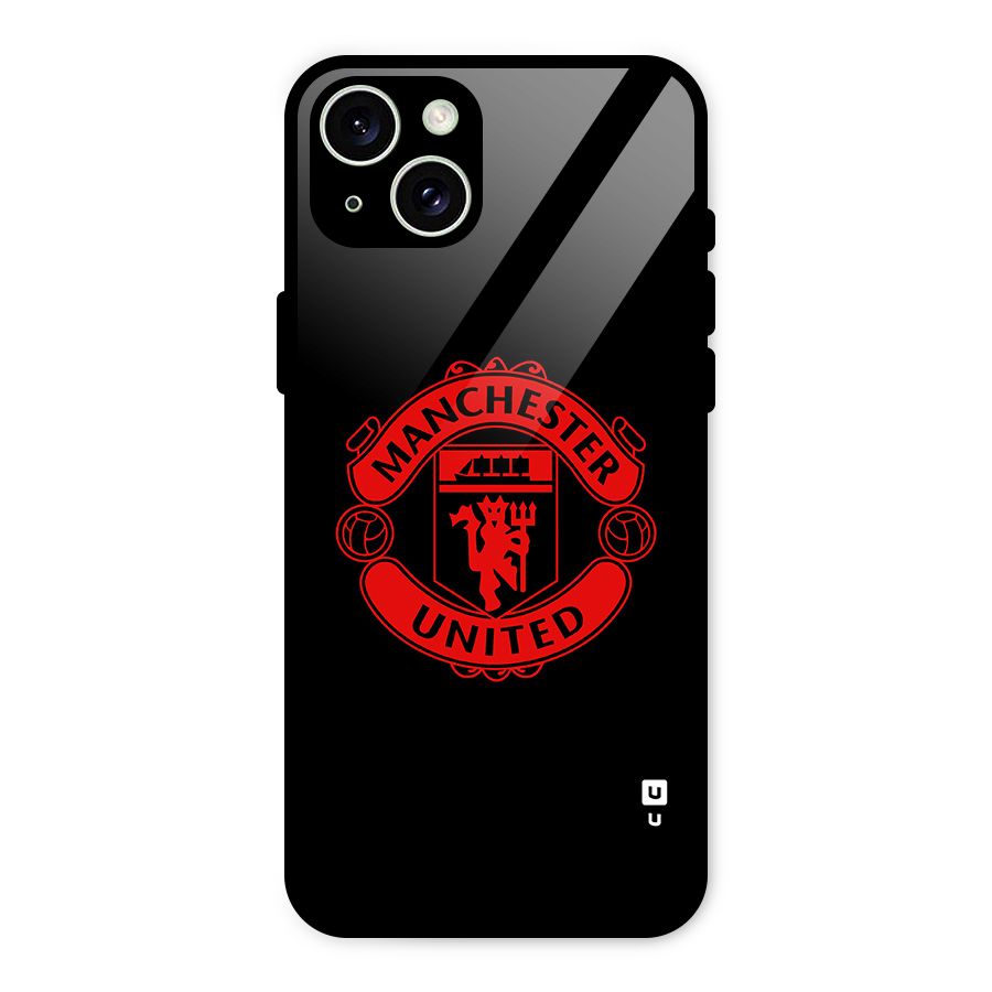 Bold Mancheter United Glass Back Case for iPhone 15 Plus