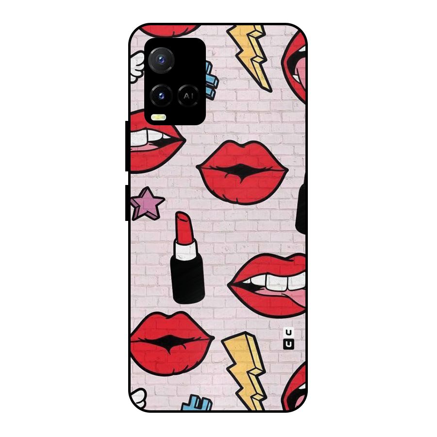 Bold Red Metal Back Case for Vivo Y21G