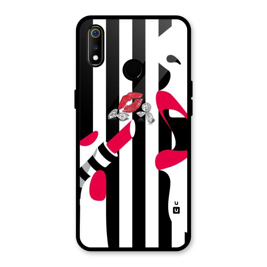 Bold Woman Glass Back Case for Realme 3