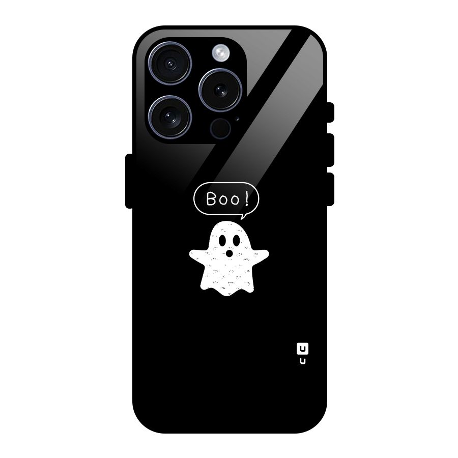 Boo Cute Ghost Glass Back Case for iPhone 15 Pro