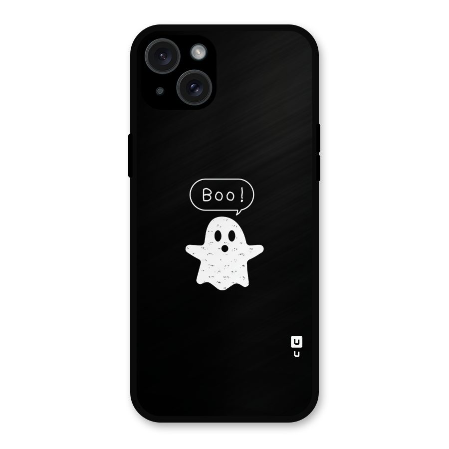 Boo Cute Ghost Metal Back Case for iPhone 15 Plus