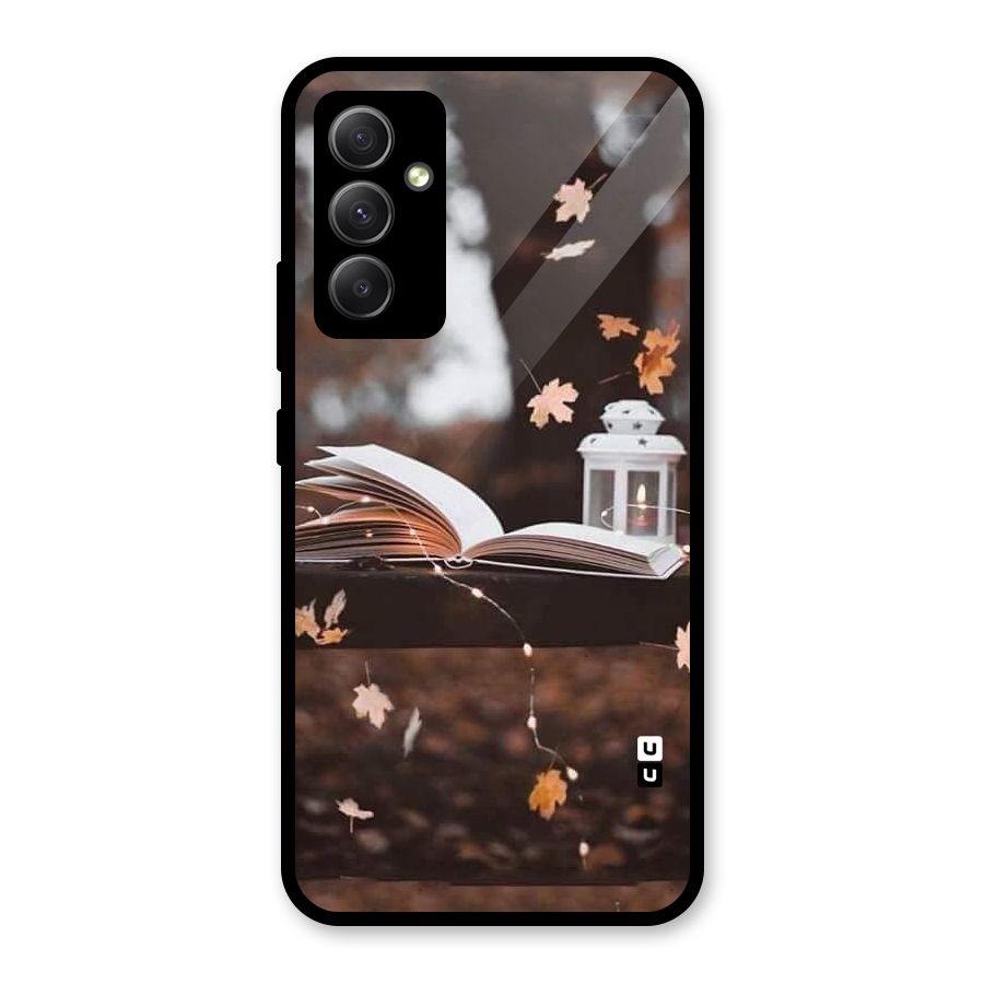 Book and Fall Leaves Glass Back Case for Galaxy A34