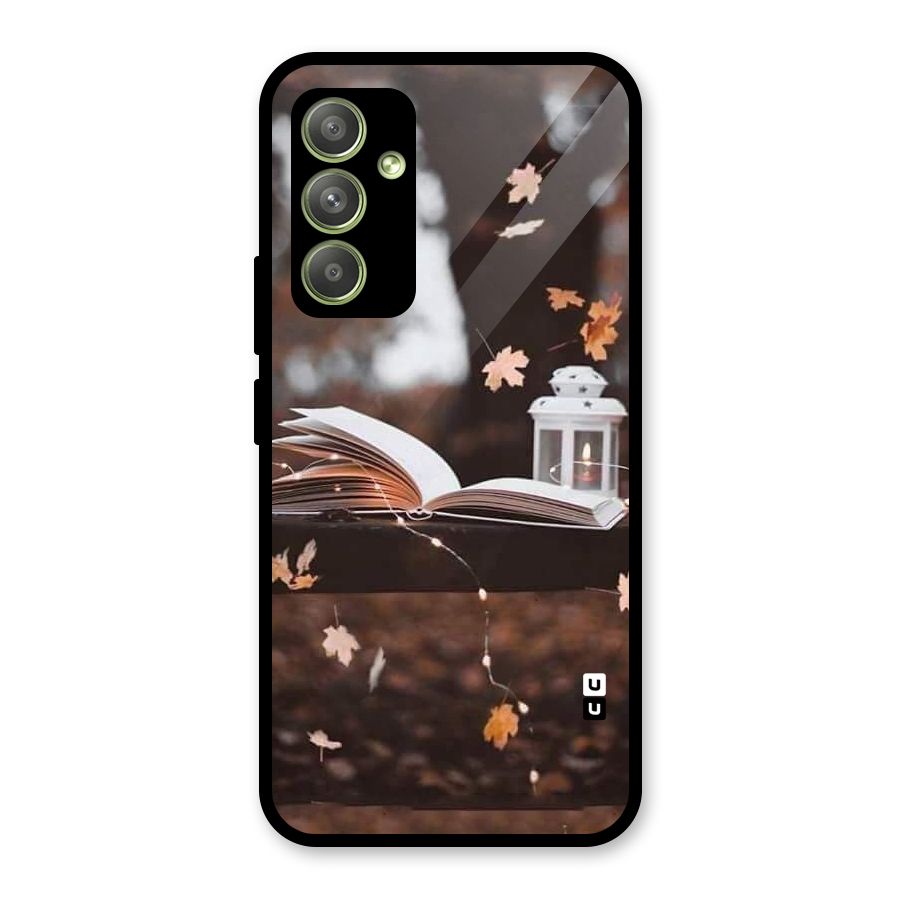 Book and Fall Leaves Glass Back Case for Galaxy A54