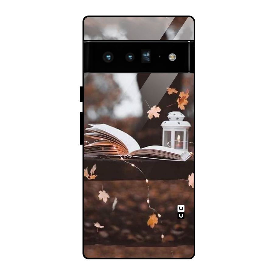 Book and Fall Leaves Glass Back Case for Google Pixel 6 Pro