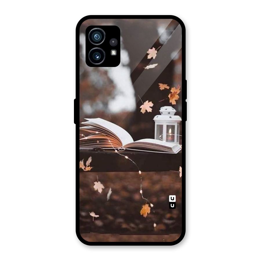 Book and Fall Leaves Glass Back Case for Nothing Phone 1