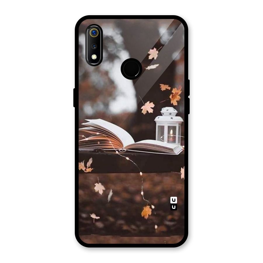 Book and Fall Leaves Glass Back Case for Realme 3i