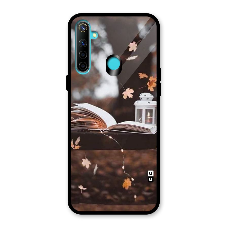 Book and Fall Leaves Glass Back Case for Realme 5
