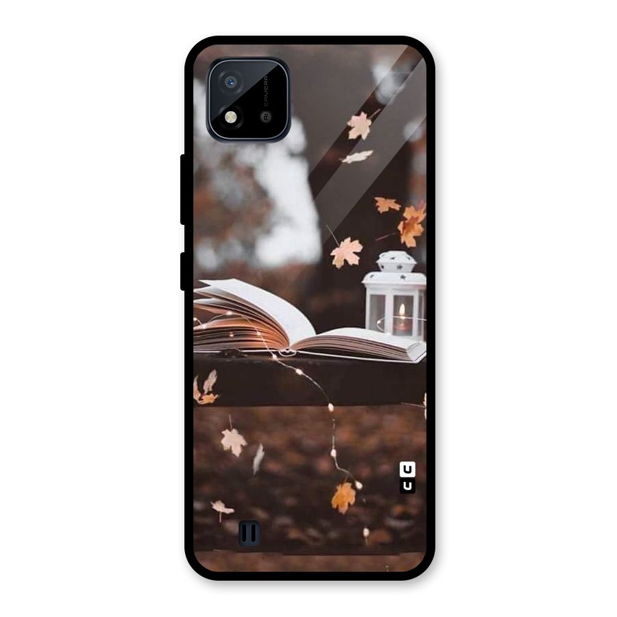 Book and Fall Leaves Glass Back Case for Realme C11 2021