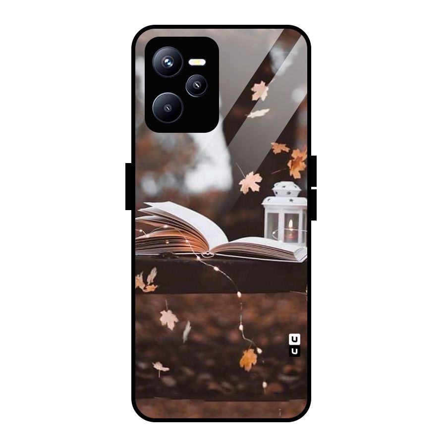 Book and Fall Leaves Glass Back Case for Realme C35