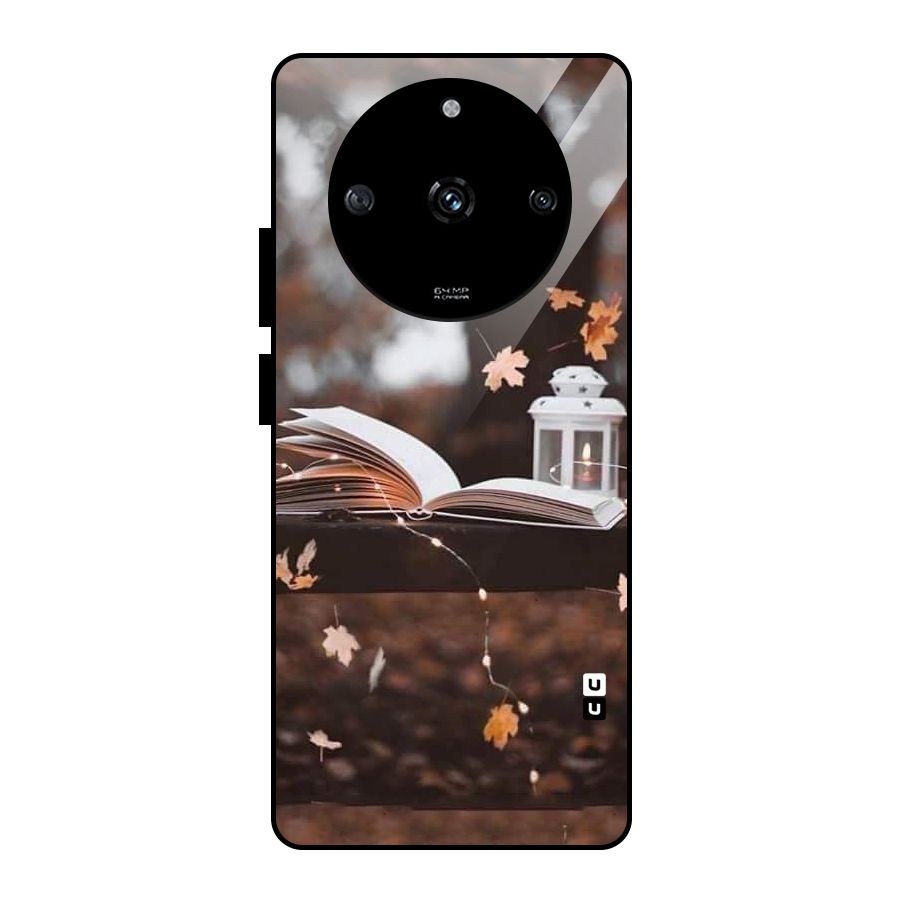 Book and Fall Leaves Glass Back Case for Realme Narzo 60 5G