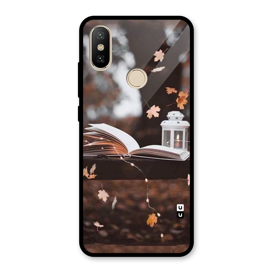 Book and Fall Leaves Glass Back Case for Redmi A2