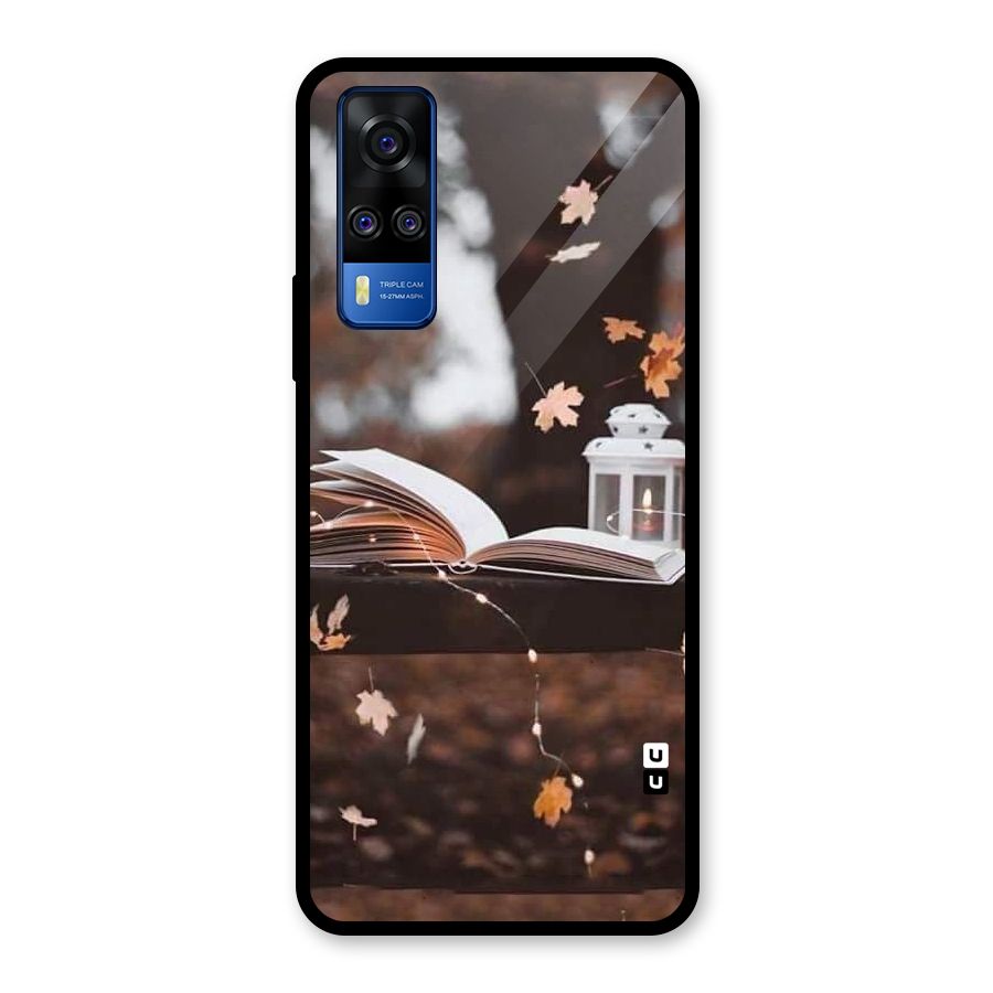 Book and Fall Leaves Glass Back Case for Vivo Y31