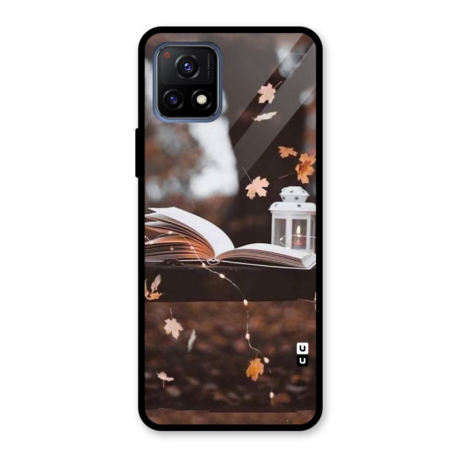 Book and Fall Leaves Glass Back Case for Vivo Y72 5G