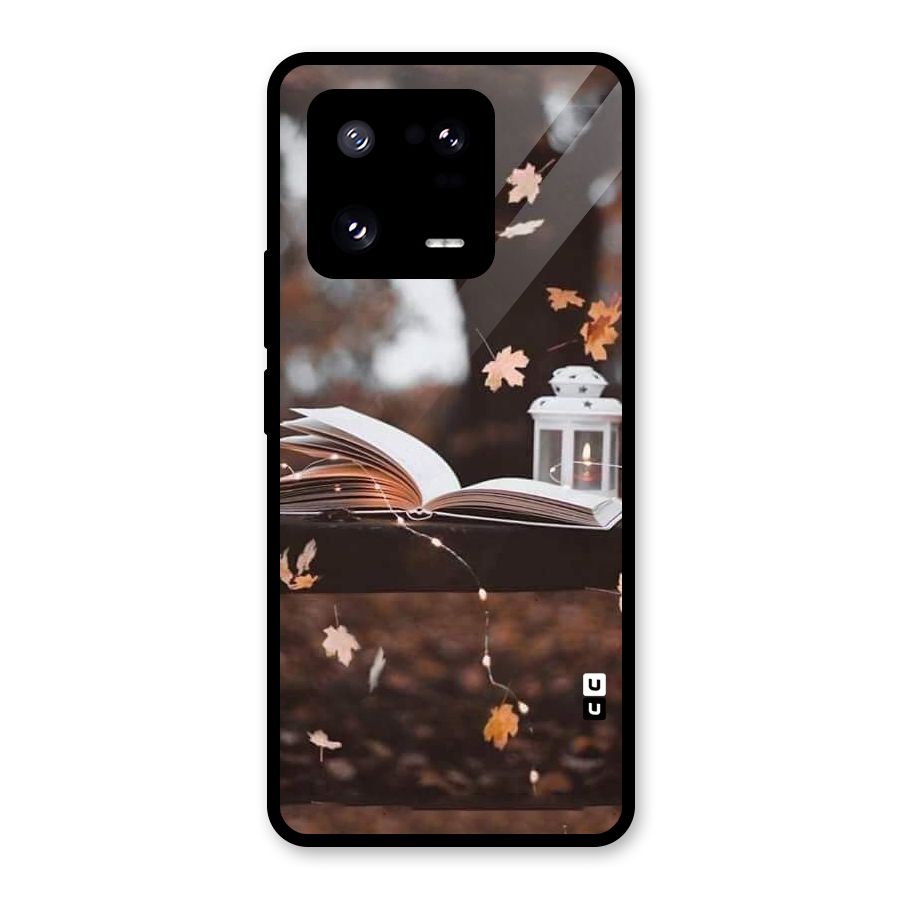 Book and Fall Leaves Glass Back Case for Xiaomi 13 Pro
