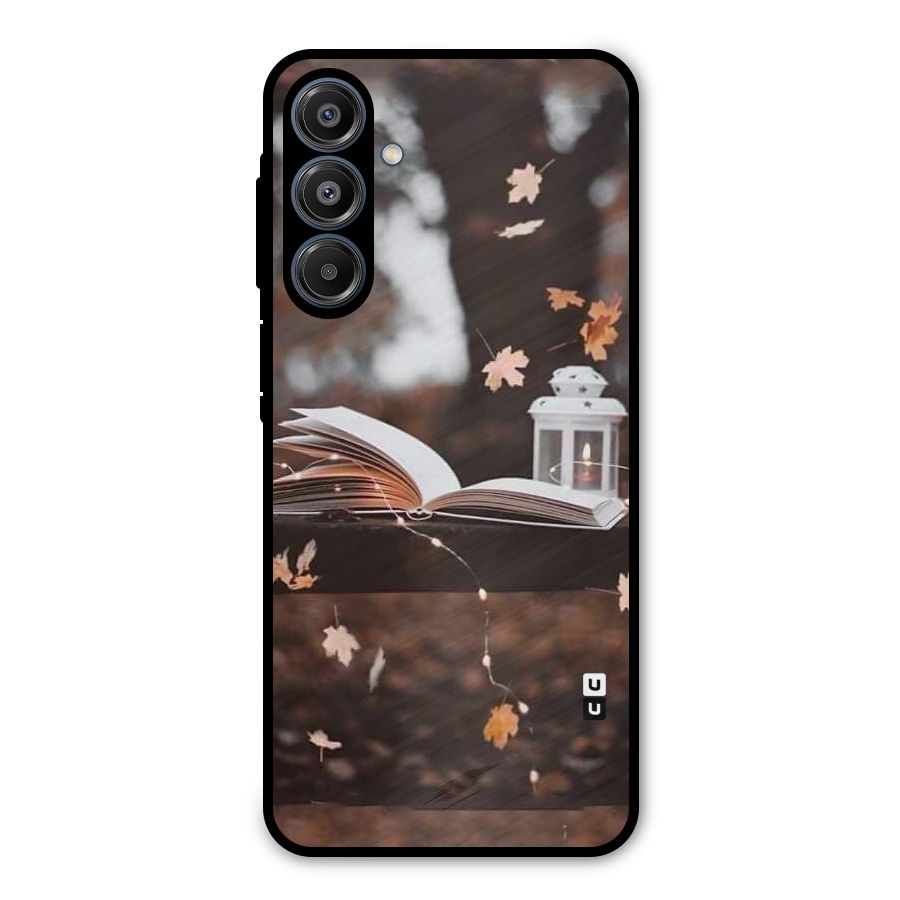 Book and Fall Leaves Metal Back Case for Galaxy A16 5G