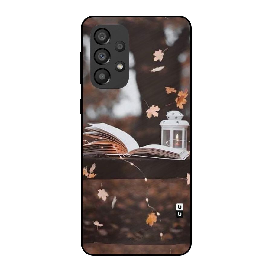 Book and Fall Leaves Metal Back Case for Galaxy A33 5G