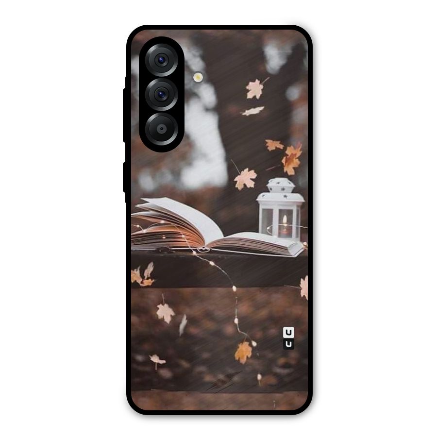 Book and Fall Leaves Metal Back Case for Galaxy A36