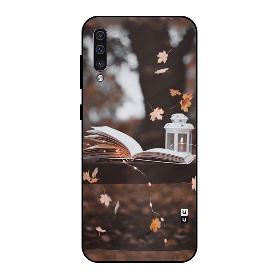 Book and Fall Leaves Metal Back Case for Galaxy A50s