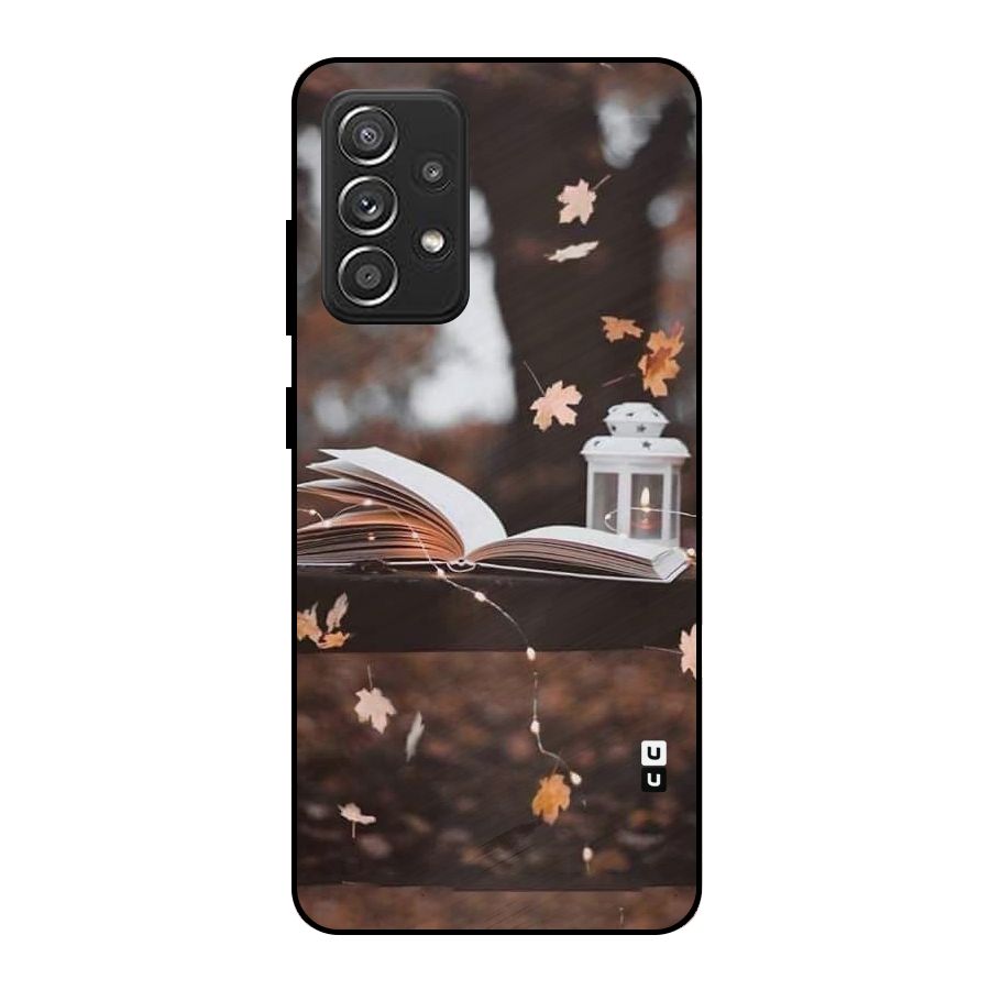 Book and Fall Leaves Metal Back Case for Galaxy A52s 5G