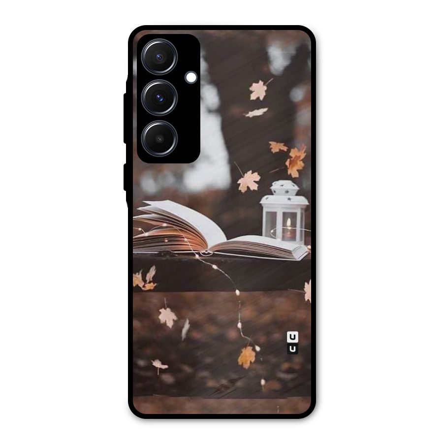 Book and Fall Leaves Metal Back Case for Galaxy A55