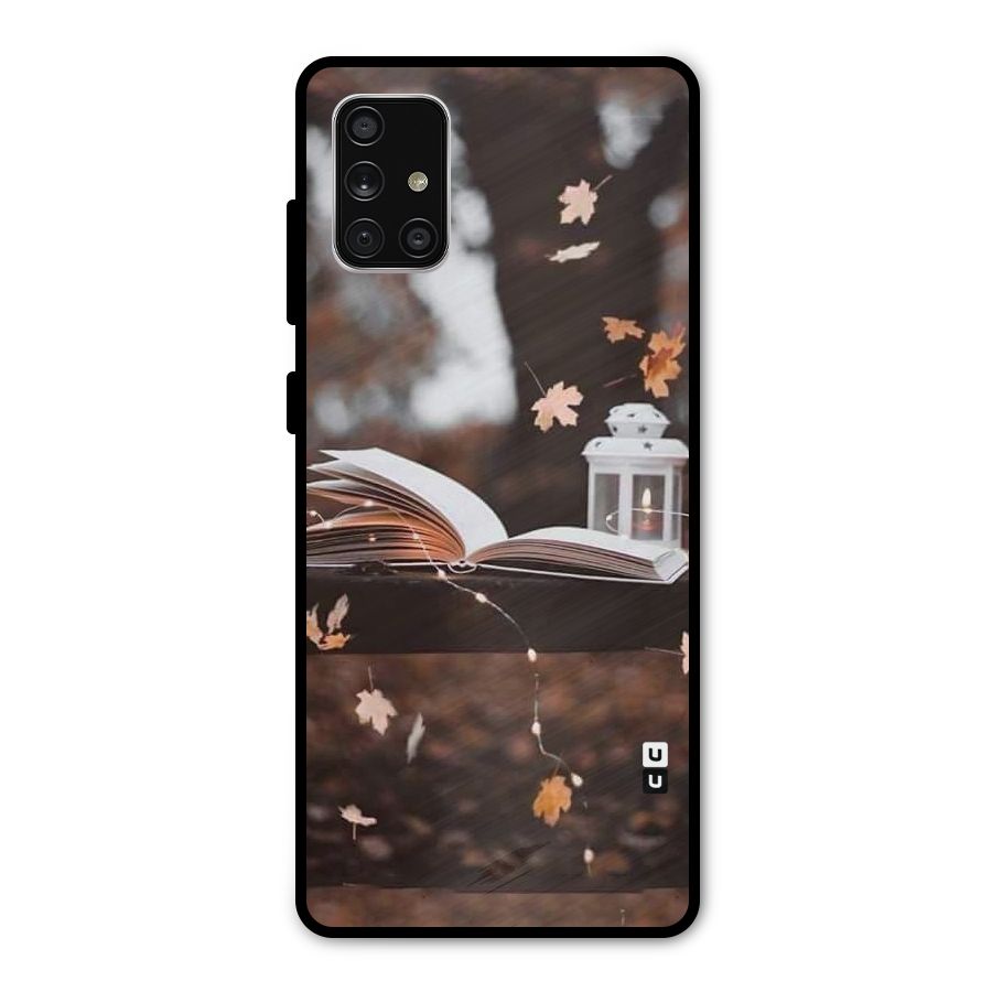 Book and Fall Leaves Metal Back Case for Galaxy A71