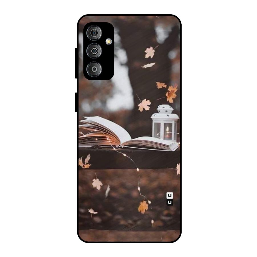 Book and Fall Leaves Metal Back Case for Galaxy F23