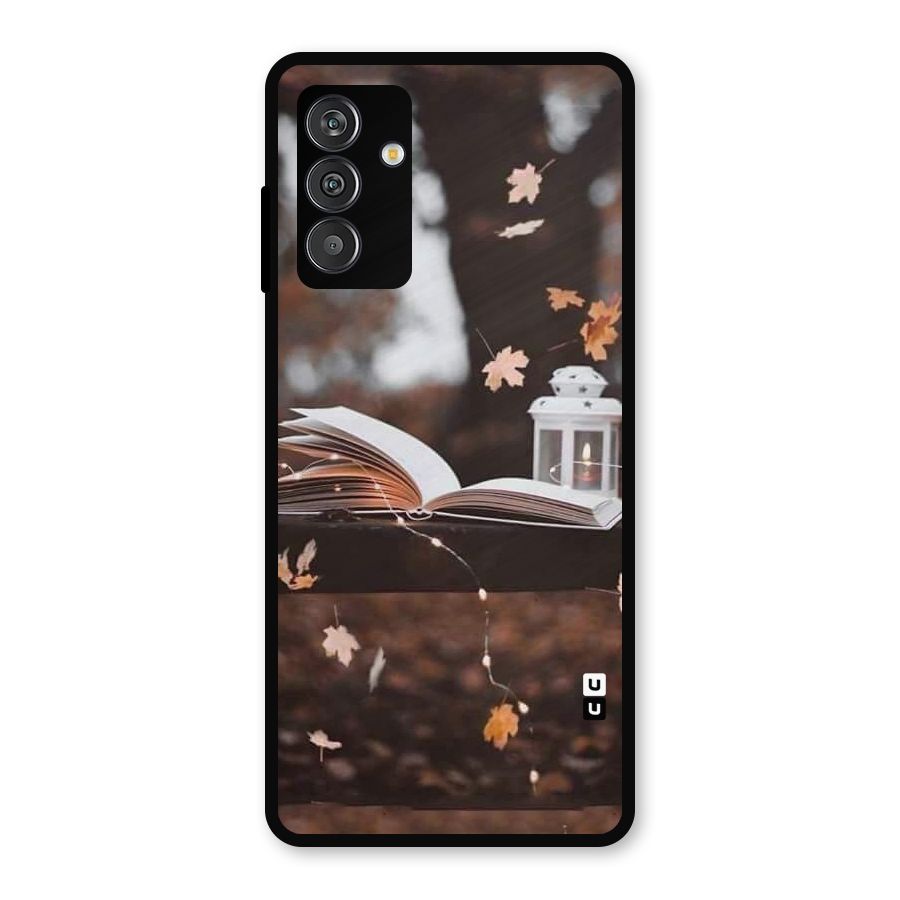 Book and Fall Leaves Metal Back Case for Galaxy M13