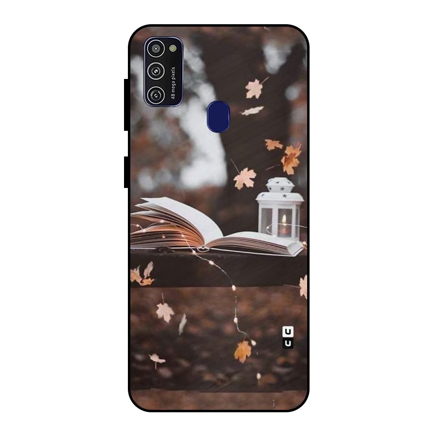Book and Fall Leaves Metal Back Case for Galaxy M21