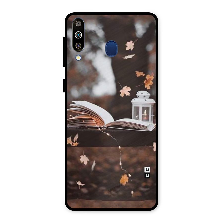 Book and Fall Leaves Metal Back Case for Galaxy M30