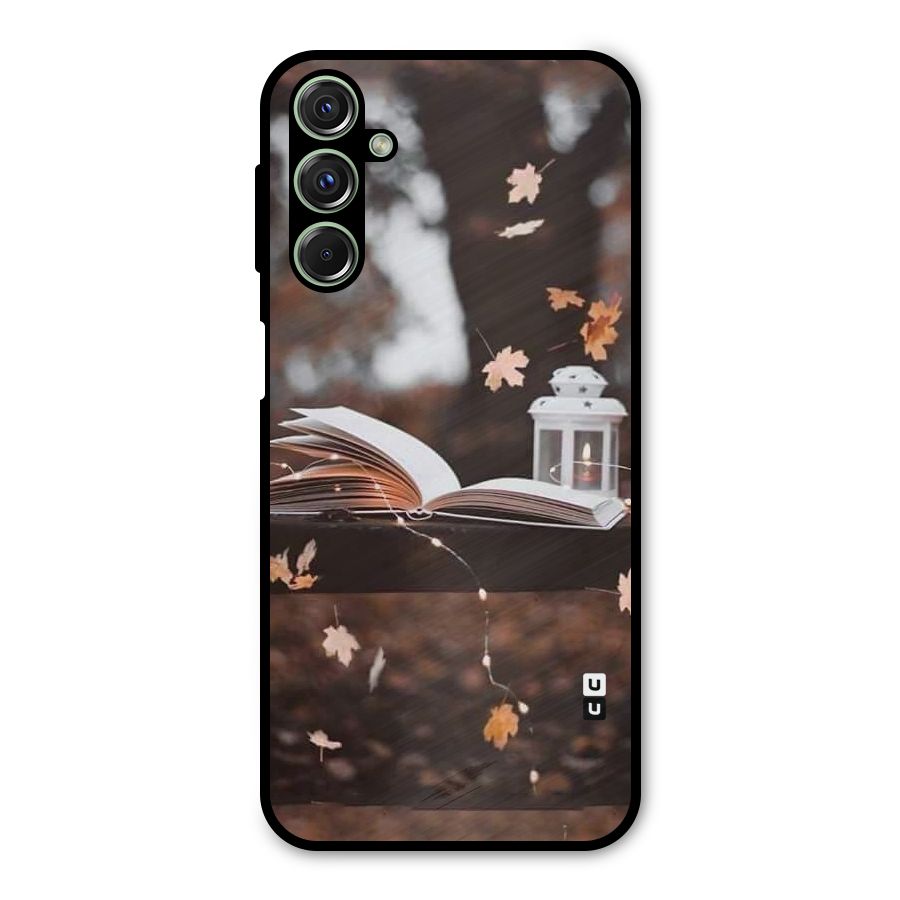 Book and Fall Leaves Metal Back Case for Galaxy M34