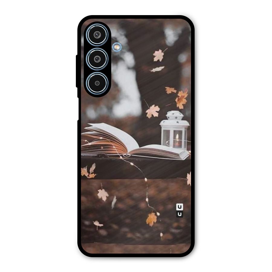 Book and Fall Leaves Metal Back Case for Galaxy M35