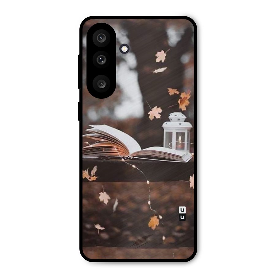Book and Fall Leaves Metal Back Case for Galaxy M56