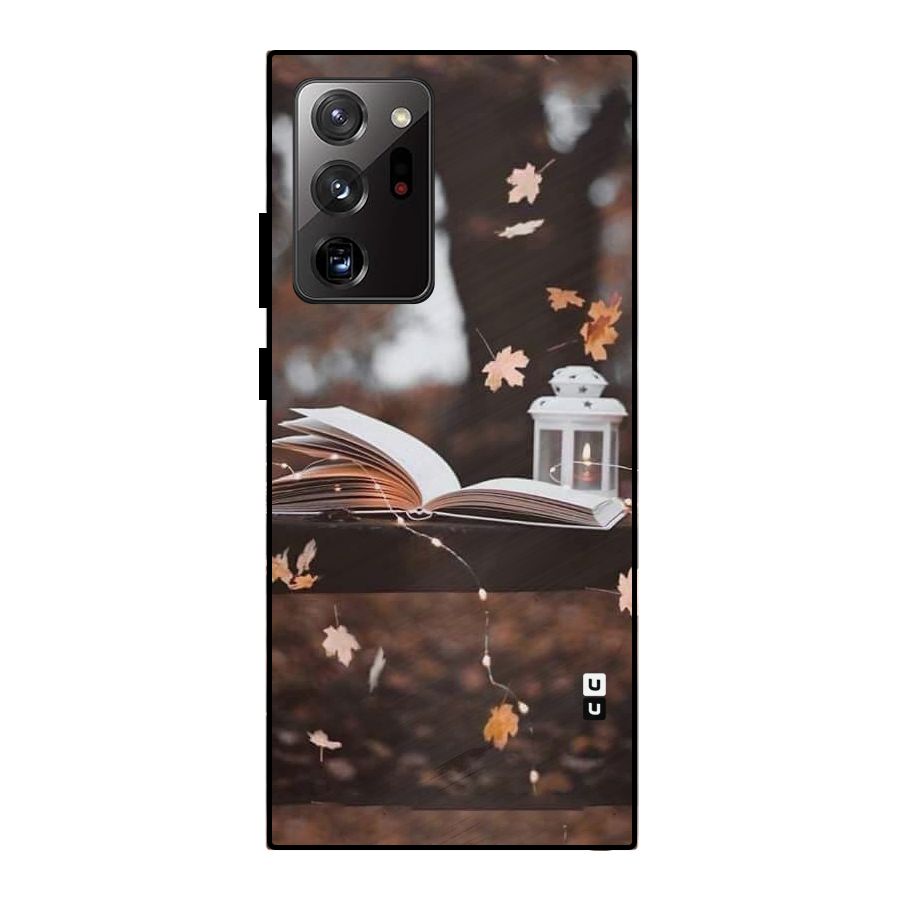 Book and Fall Leaves Metal Back Case for Galaxy Note 20 Ultra
