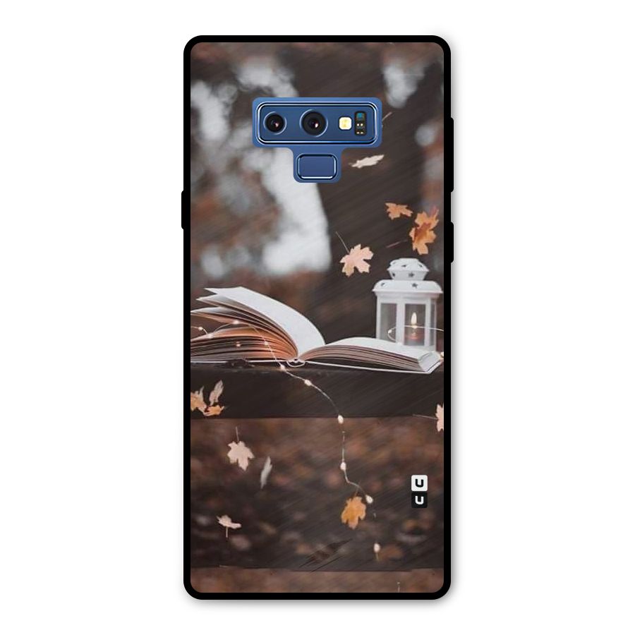 Book and Fall Leaves Metal Back Case for Galaxy Note 9