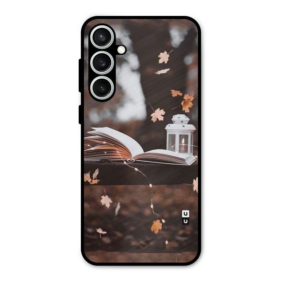 Book and Fall Leaves Metal Back Case for Galaxy S23 FE