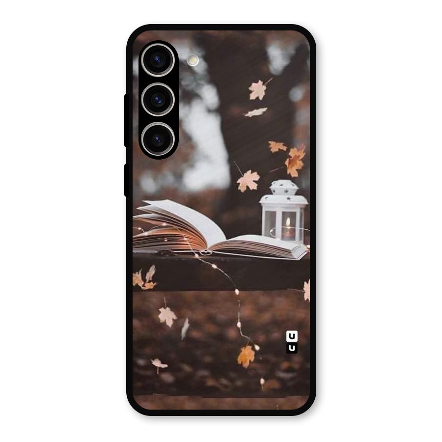 Book and Fall Leaves Metal Back Case for Galaxy S23 Plus