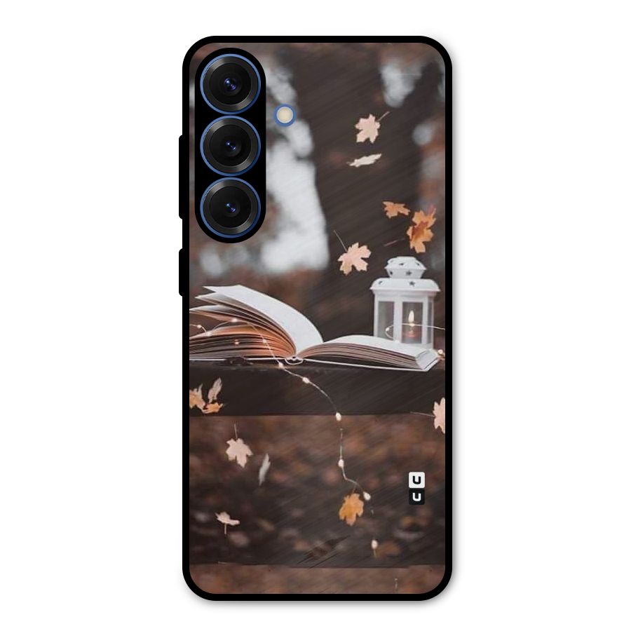 Book and Fall Leaves Metal Back Case for Galaxy S25