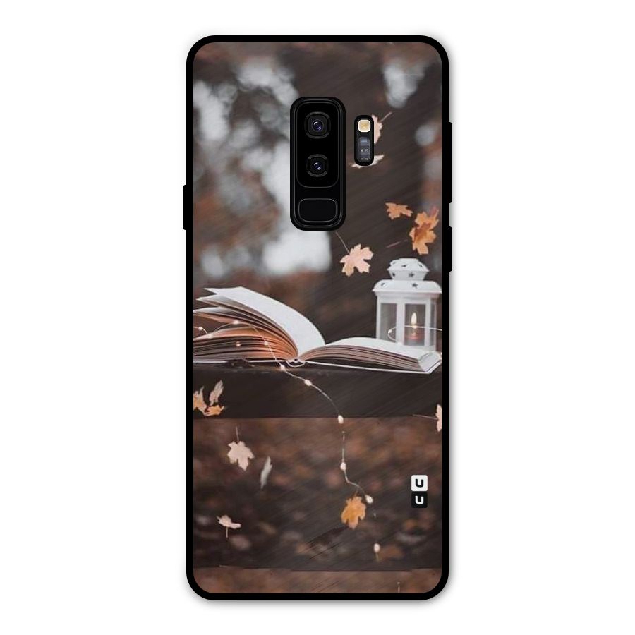 Book and Fall Leaves Metal Back Case for Galaxy S9 Plus