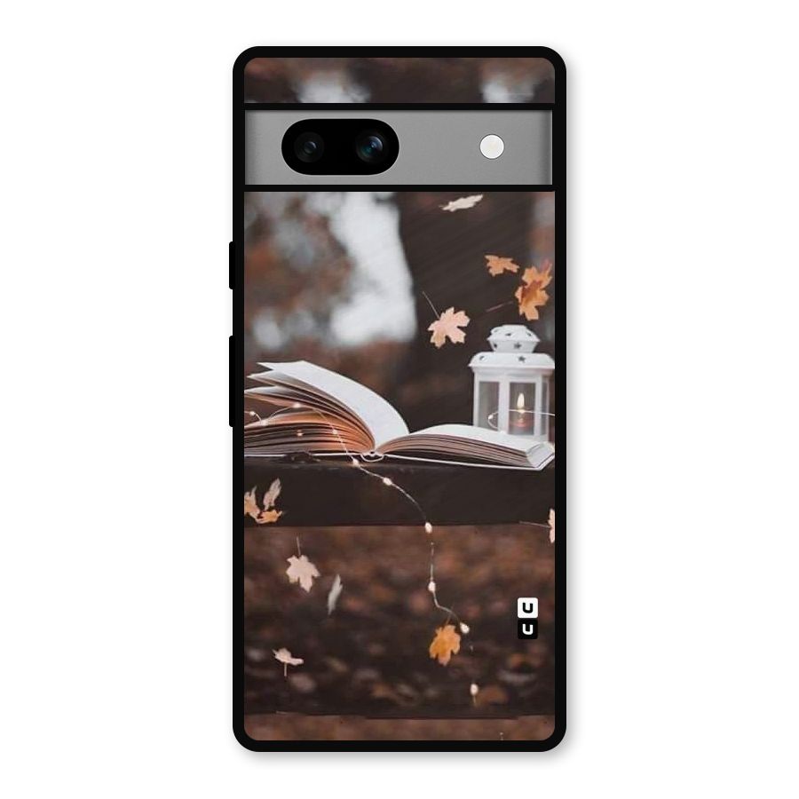 Book and Fall Leaves Metal Back Case for Google Pixel 7a